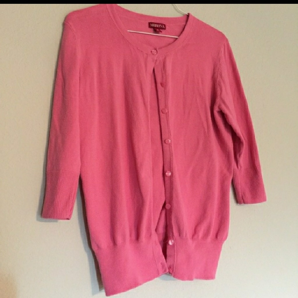 Merona size Medium pink pearl button up sweater.