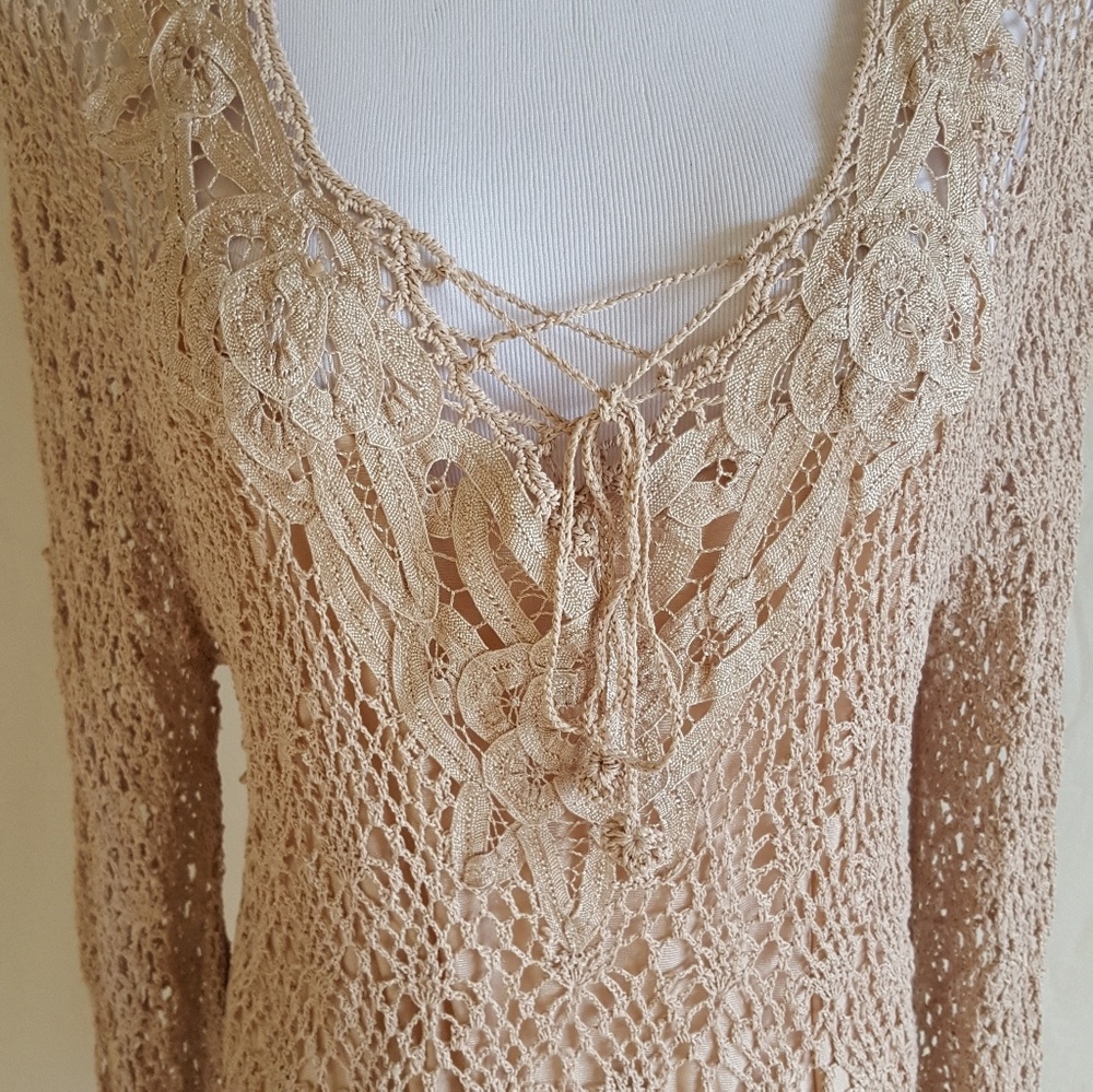 Long Sleeved Crocheted Top, cinched sides