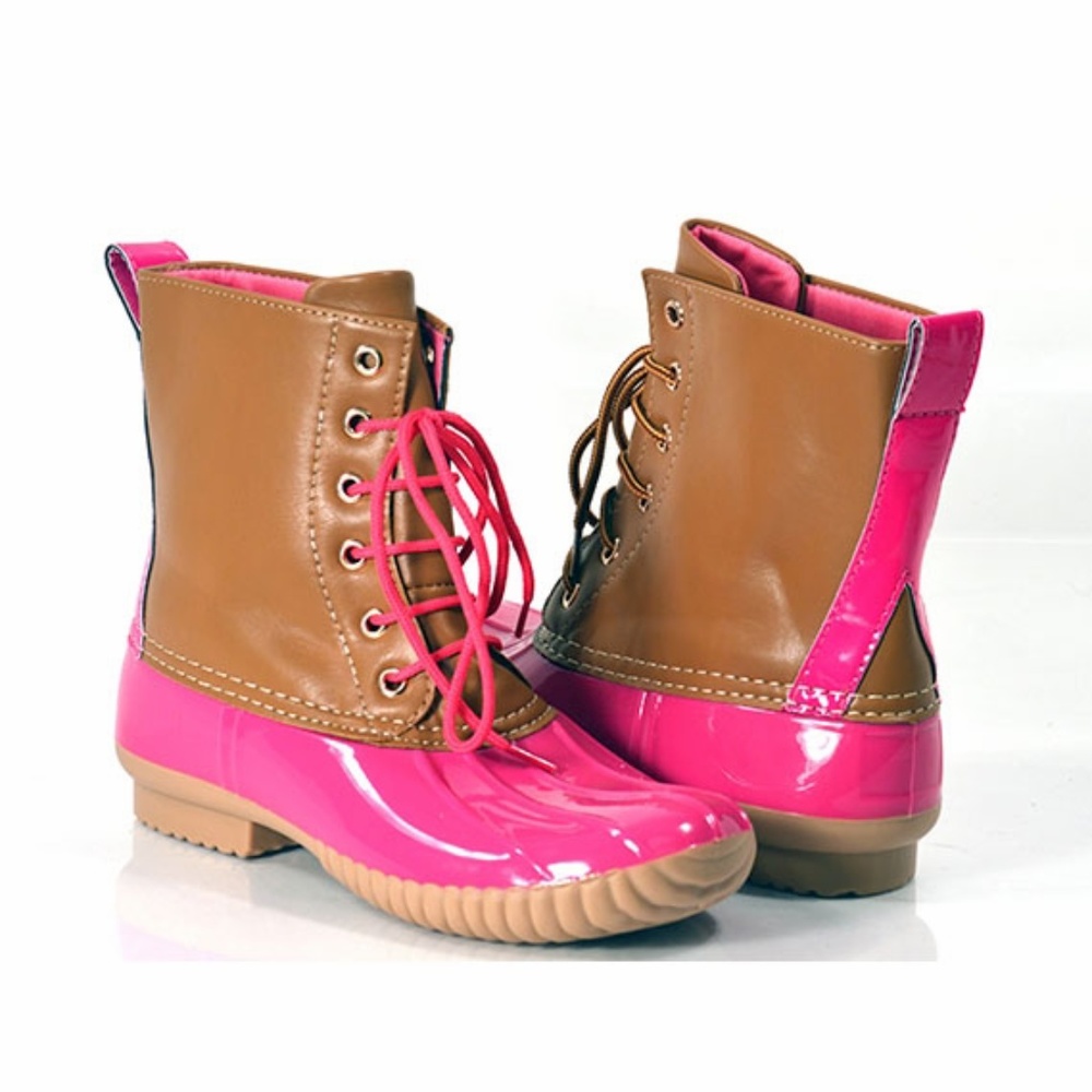 🍁 2X HP‼️ Pink Duck Boots Rain Boots Fall Boots - Picture 5 of 8