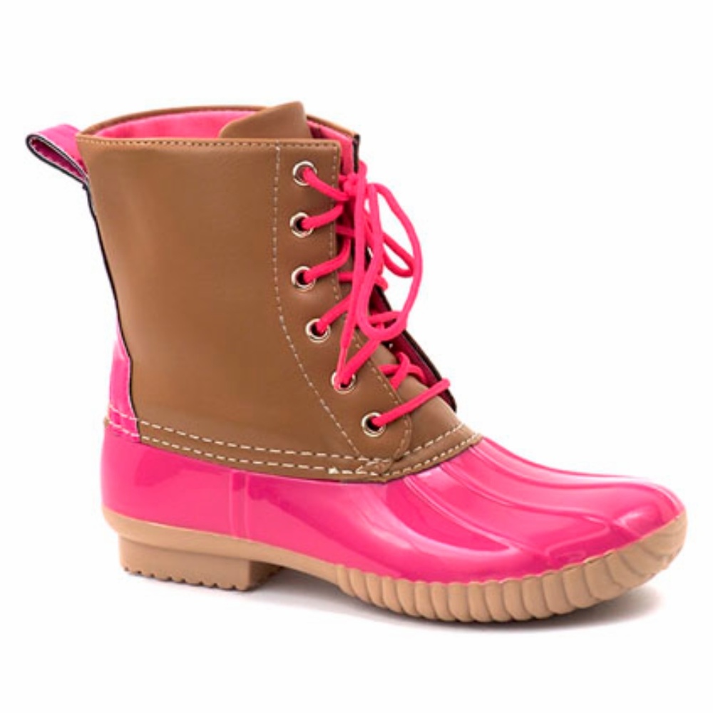 🍁 2X HP‼️ Pink Duck Boots Rain Boots Fall Boots - Picture 6 of 8