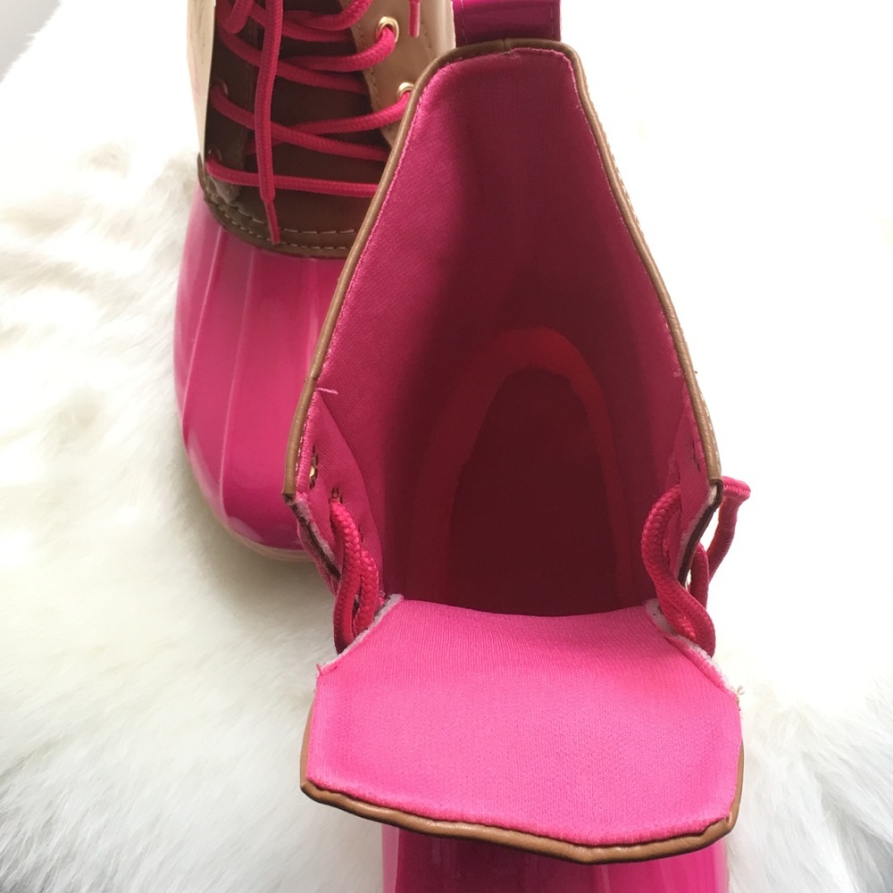 🍁 2X HP‼️ Pink Duck Boots Rain Boots Fall Boots - Picture 4 of 8