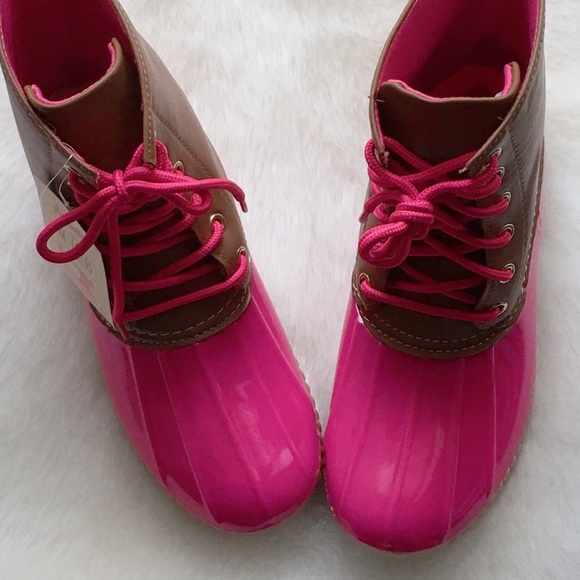 🍁 2X HP‼️ Pink Duck Boots Rain Boots Fall Boots - Picture 3 of 8