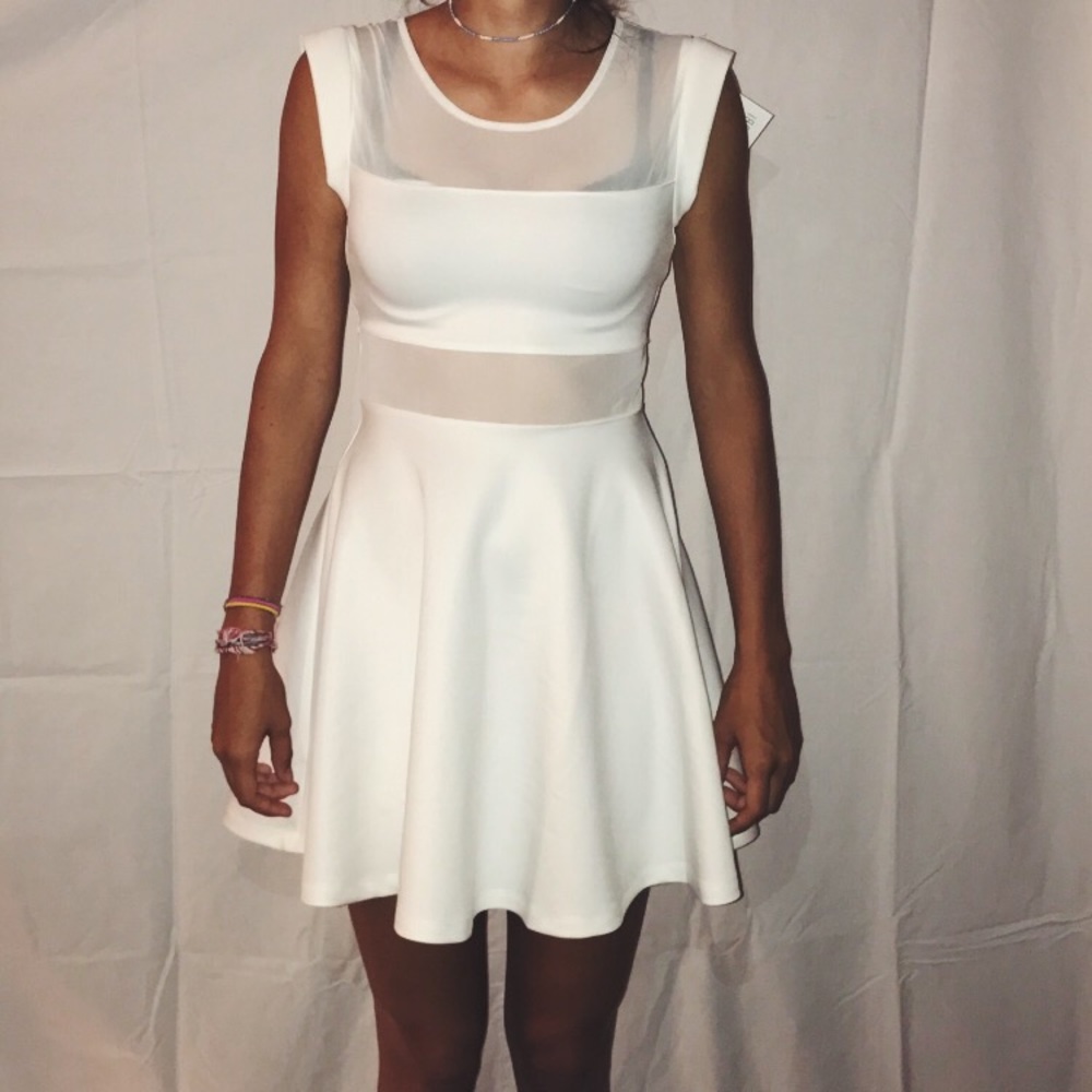 White dress with sheer cut outs