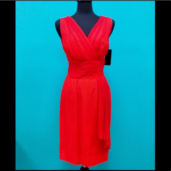 VINTAGE Red Chiffon Cocktail Dress 50s/60s - Picture 1 of 4