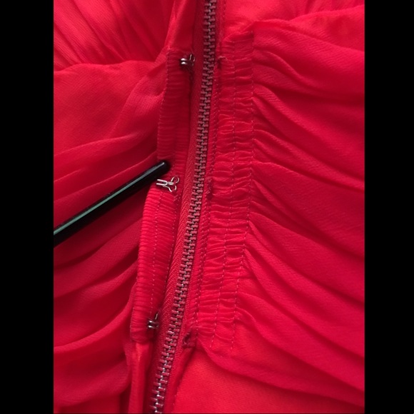 VINTAGE Red Chiffon Cocktail Dress 50s/60s - Picture 4 of 4