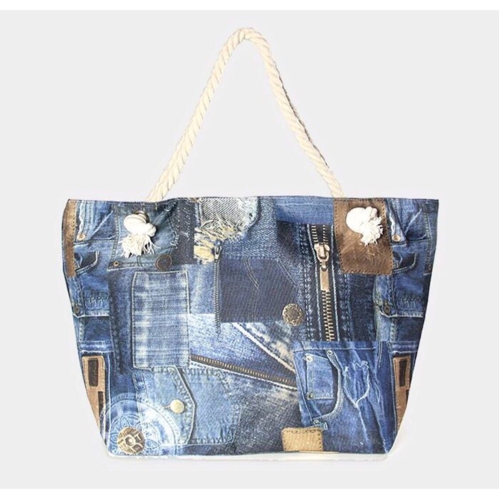 BRAND NEW Oversized Denim Patch Bag