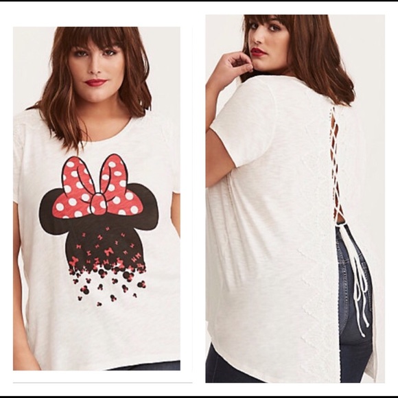 torrid Tops - Lowest-Torrid Crochet lace up back Minnie Mouse