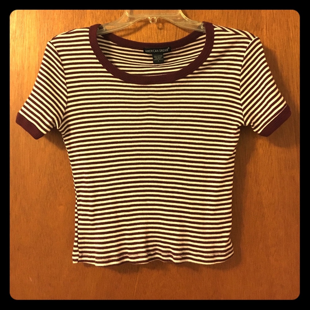 Maroon striped crop top L
