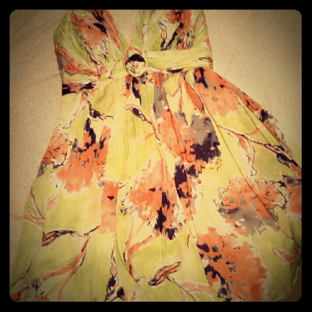 Kay Unger Silk Halter Dress