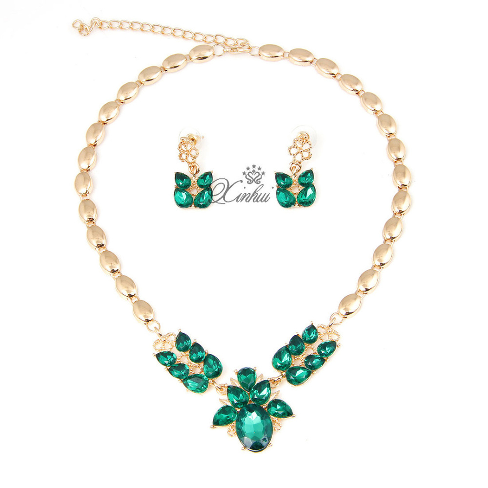 Green Zircon Rose Gold Plated Necklace Set