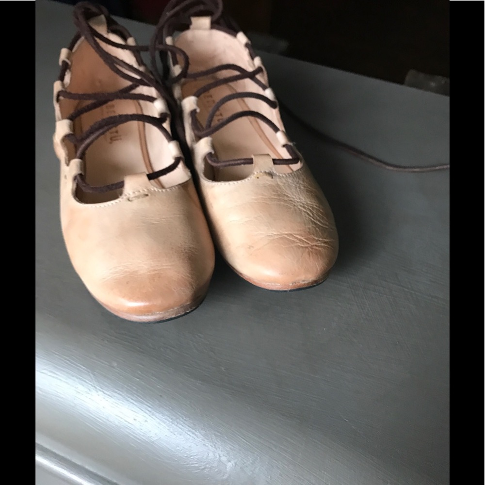 Bedstu Margot lace up flats in Sand Rustic