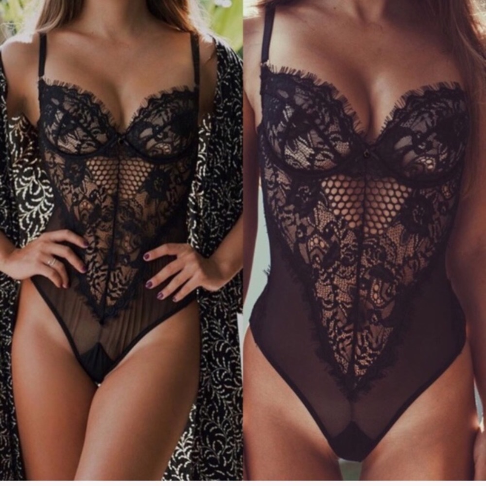 Angel Gorgeous Black Bodysuit Lingerie - Picture 3 of 5