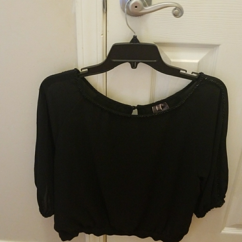 Black dress shirt with bead accent