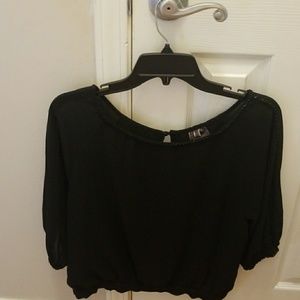 Black dress shirt with bead accent