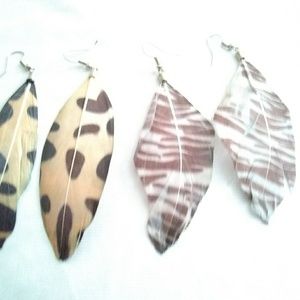 Feather print earrings