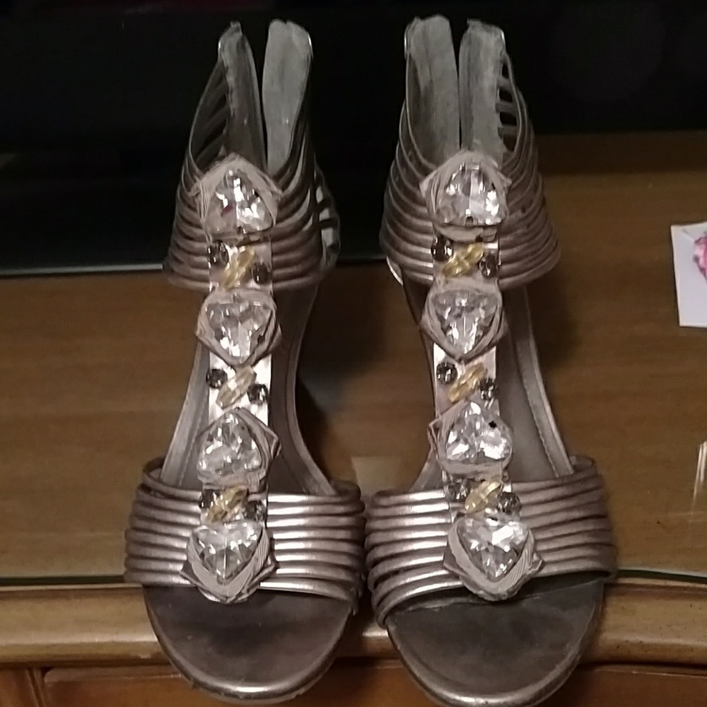 BCBG Pewter Wedge Shoes