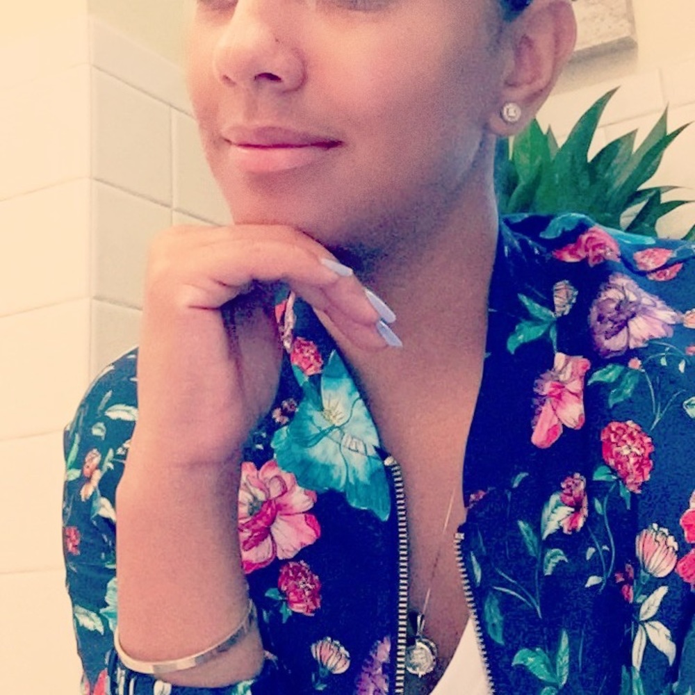 Express blue floral bomber