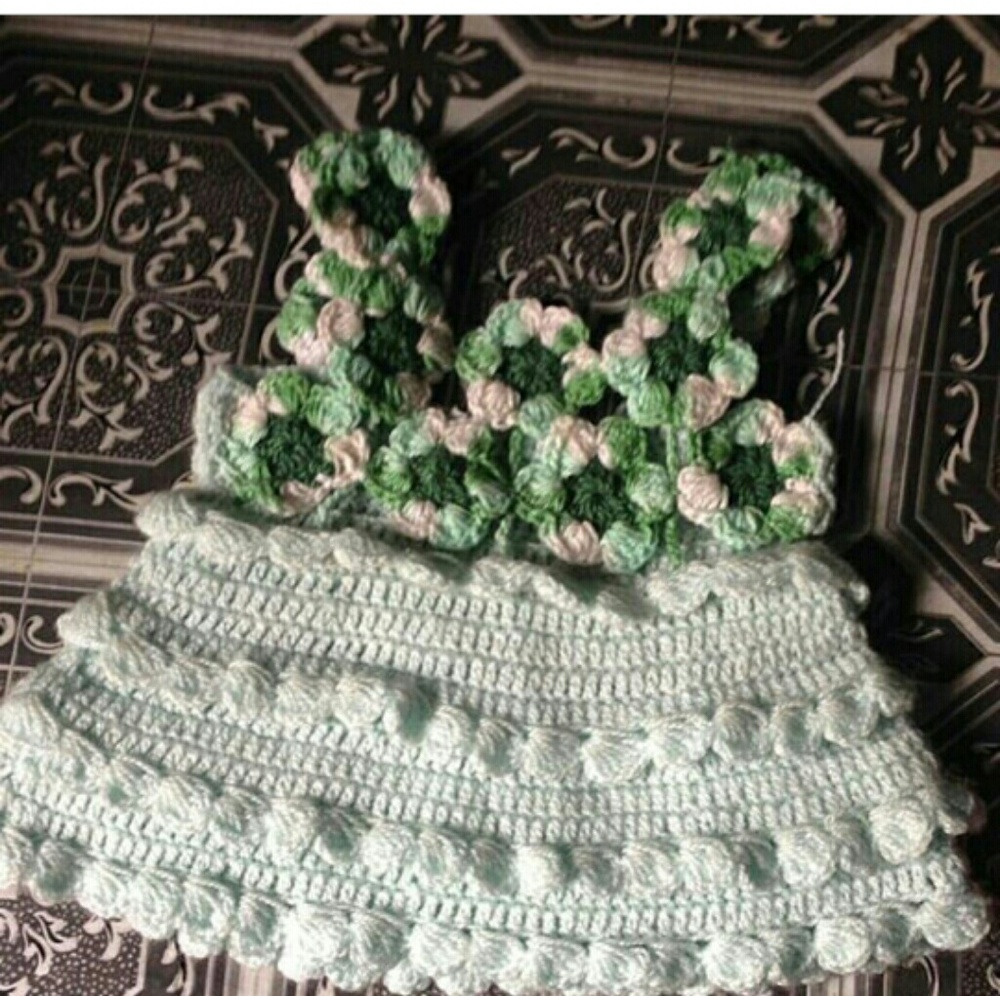 Handmade floral baby crochet dress