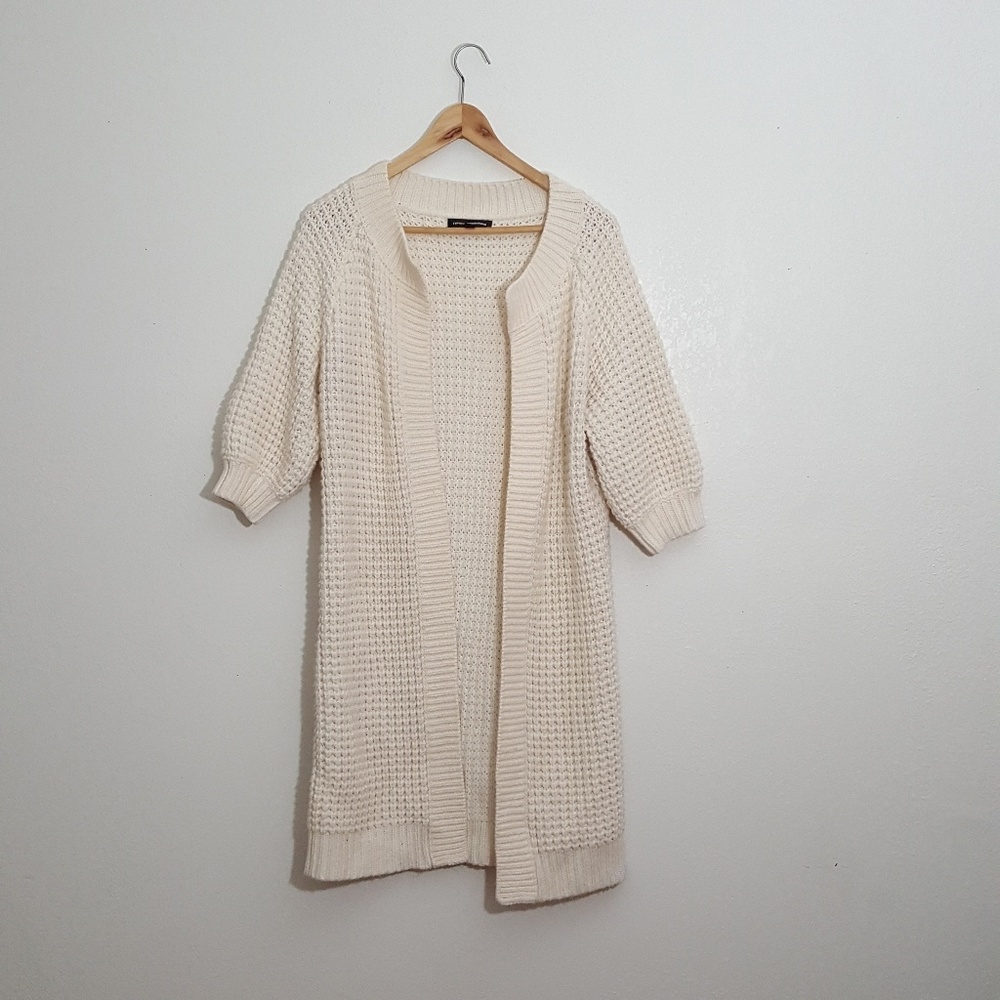 Express Long Sweater Knit Cream Tunic Duster