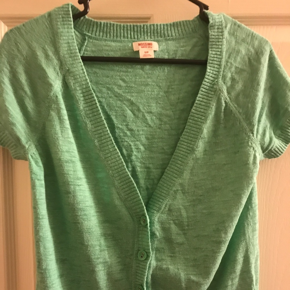 Light green short sleeve cardigan