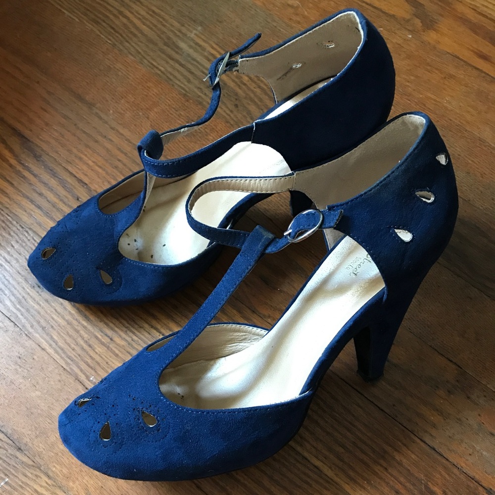 GRAHAM STREET Blue Mary Jane Heels