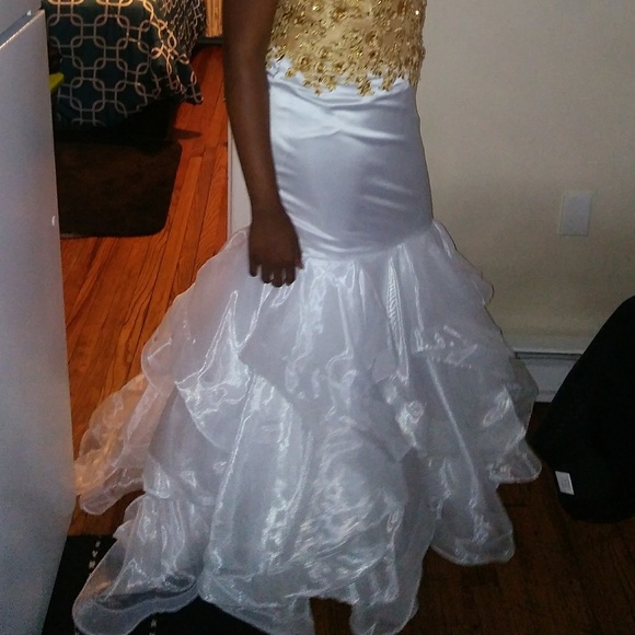 Gold and white mermaid ball gown
