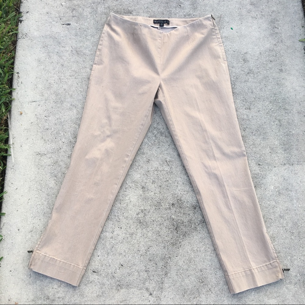 Lafayette 148 Beige Cream Ankle Skinny Trousers