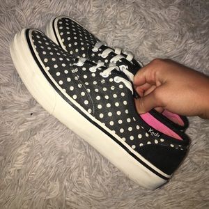 black polka dotted keds