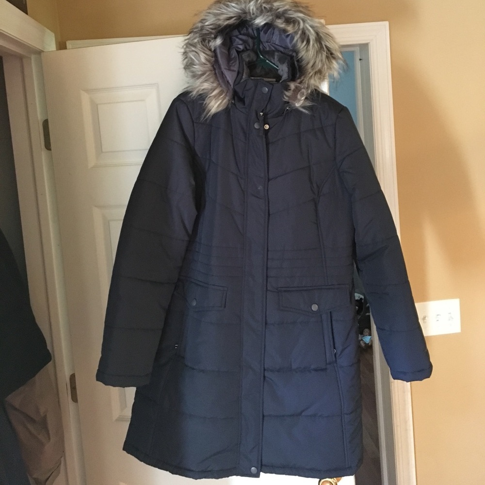 Free Country long navy blue and gray jacket