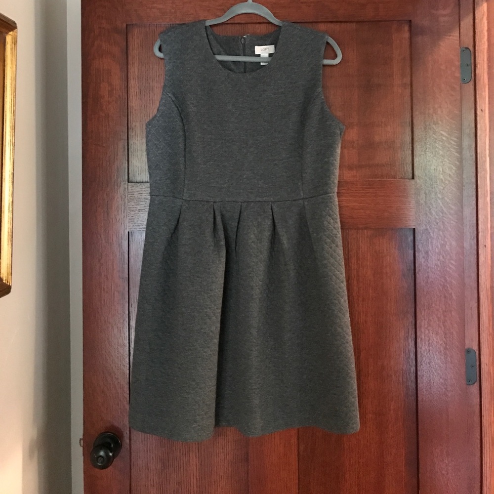 Loft L grey waffle knit dress