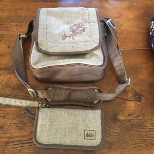 REI over the shoulder bag and wallet