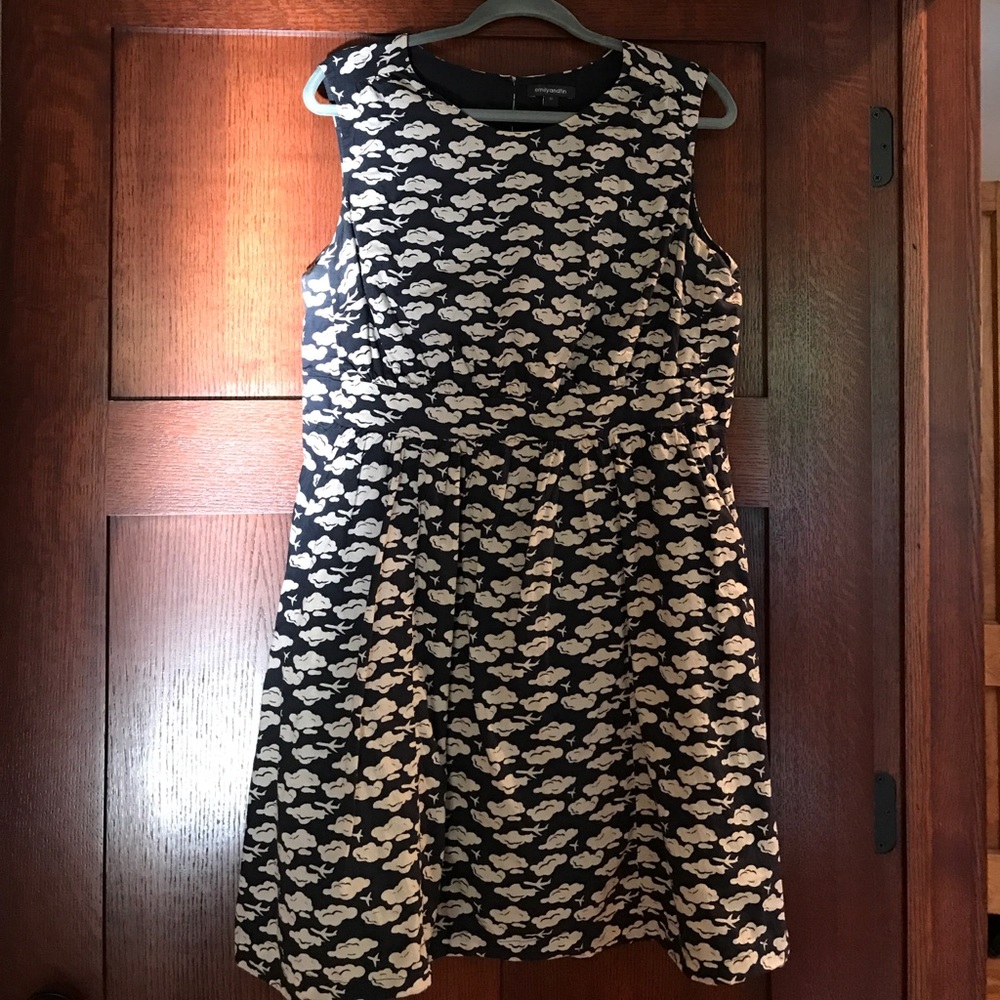 Modcloth emilyandfin Dress Airplane print 1x navy