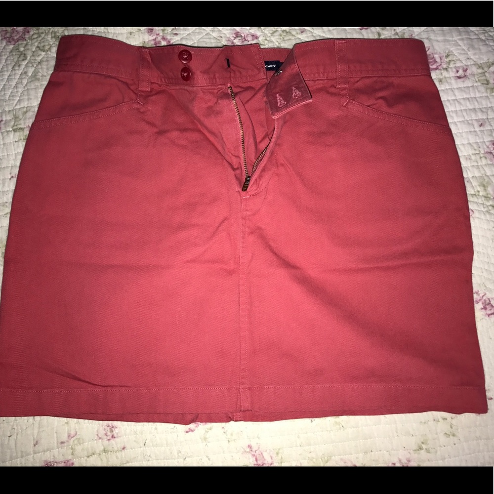 Pink denim skirt