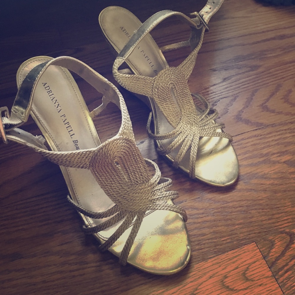 Summer Wedding Rope Women's Gold Wedges size 8.5