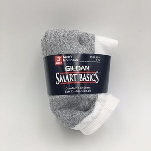 3 Gildan Men's No Show Smart Basics Athletic Socks