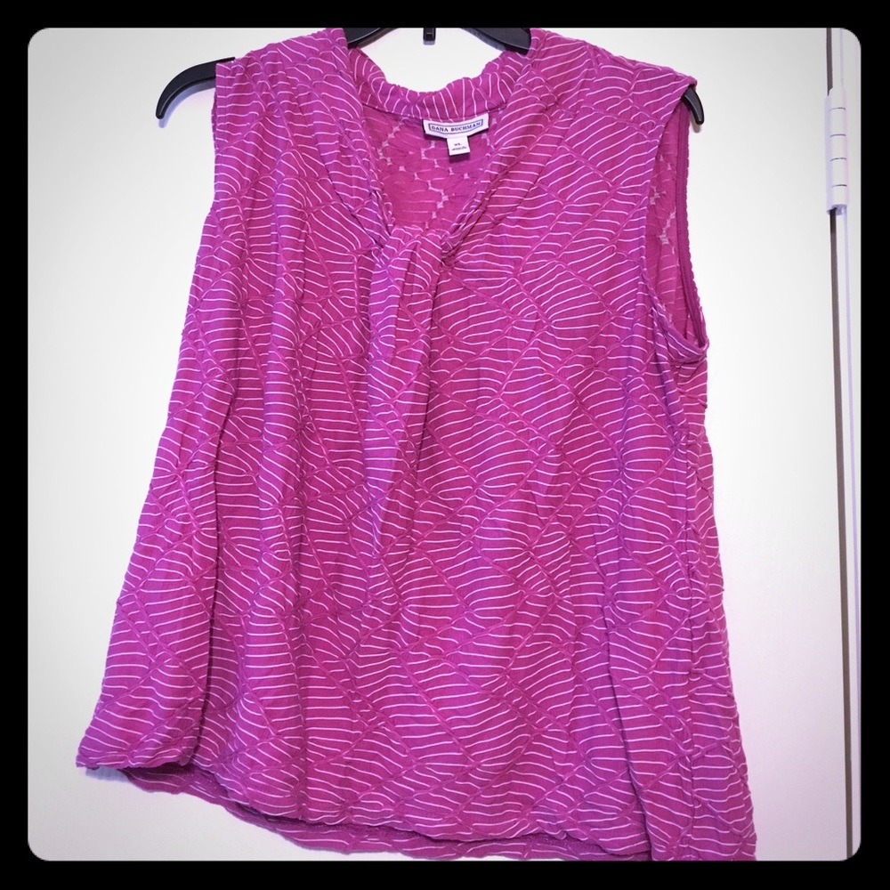 Pink and white striped sleeveless top