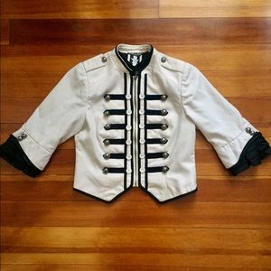 White Marching Band Crop Jacket w/ Silver Buttons