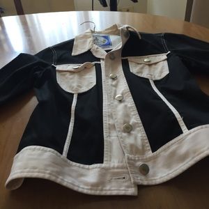 Black and white shirt jacket.