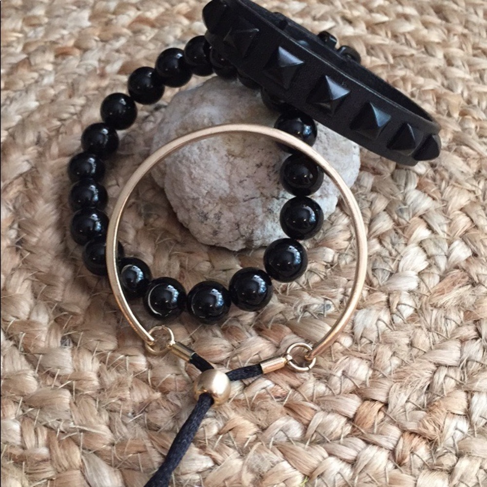 3 Black Bracelets