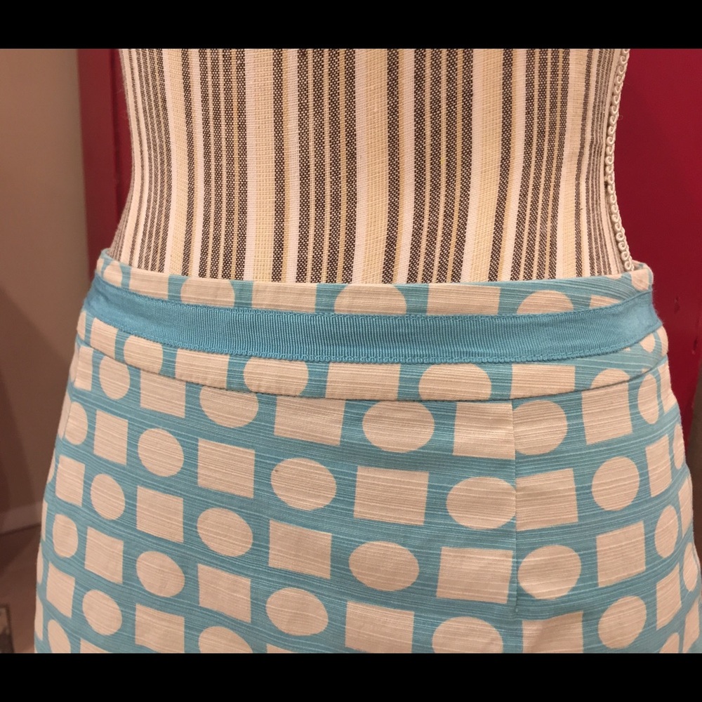 Boden Baby Blue & Cream Pencil Skirt