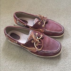 Dark brown zebra Sperry's