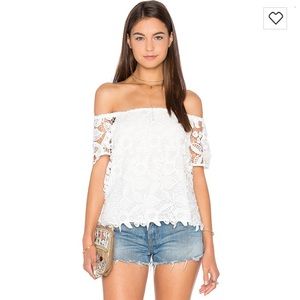 Wayf Off Shoulder Top in White Crochet