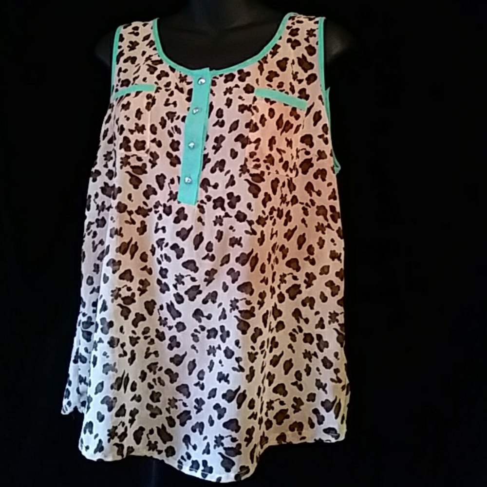 Flaunt Accessories animal print chiffon top-sz L
