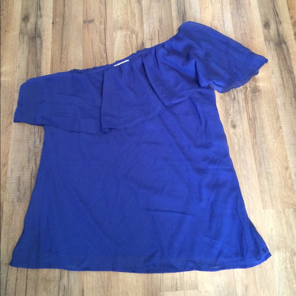 Blue one shoulder blouse
