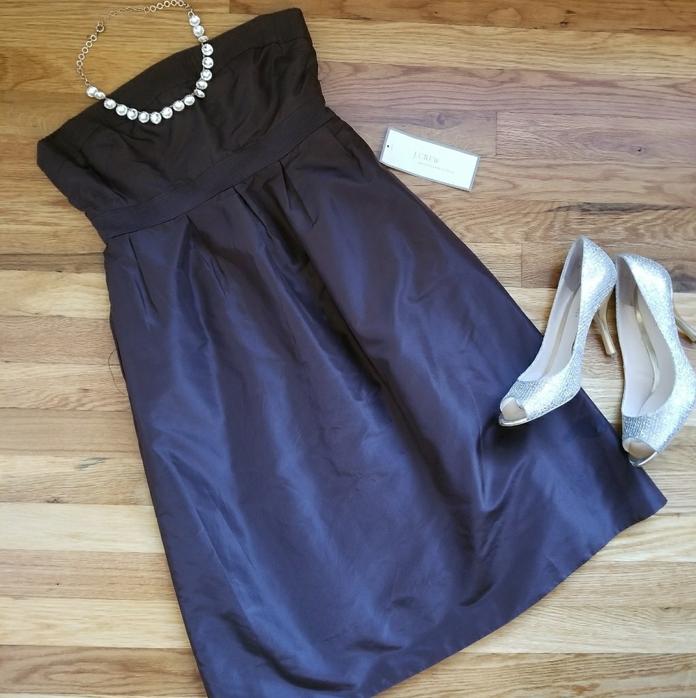 NWT J. Crew Brown Strapless Dress