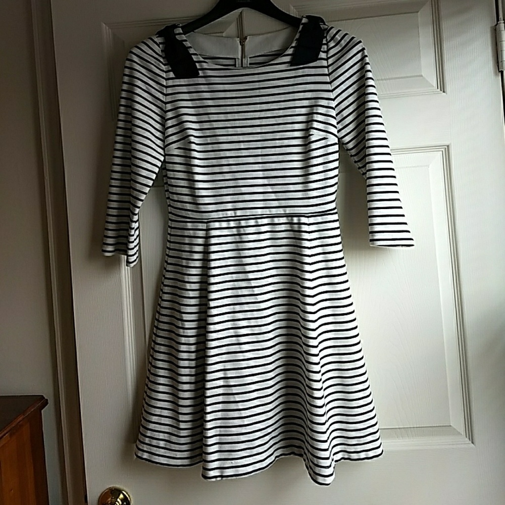 Kate Spade Navy/White Striped Fit and Flare Dress