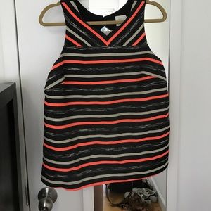 Anthropologie HD black and coral orange top