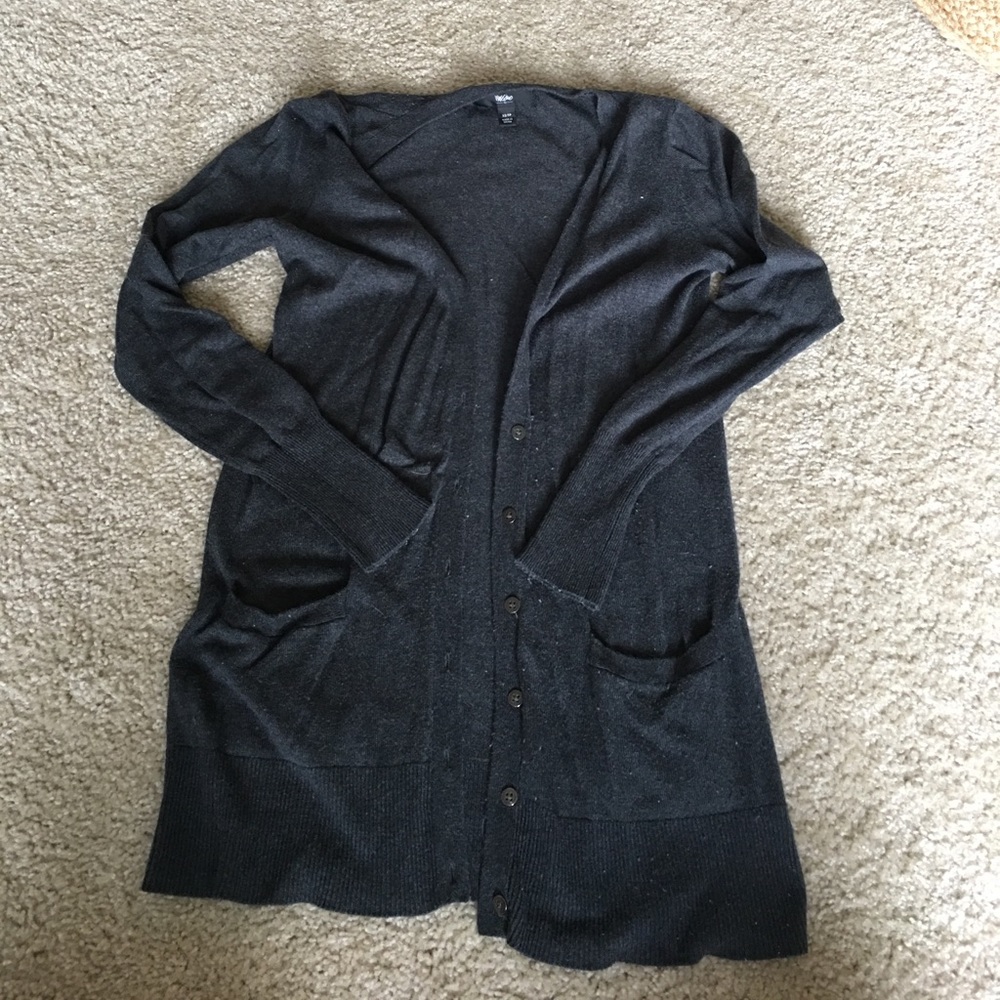 Dark gray extra long cardigan