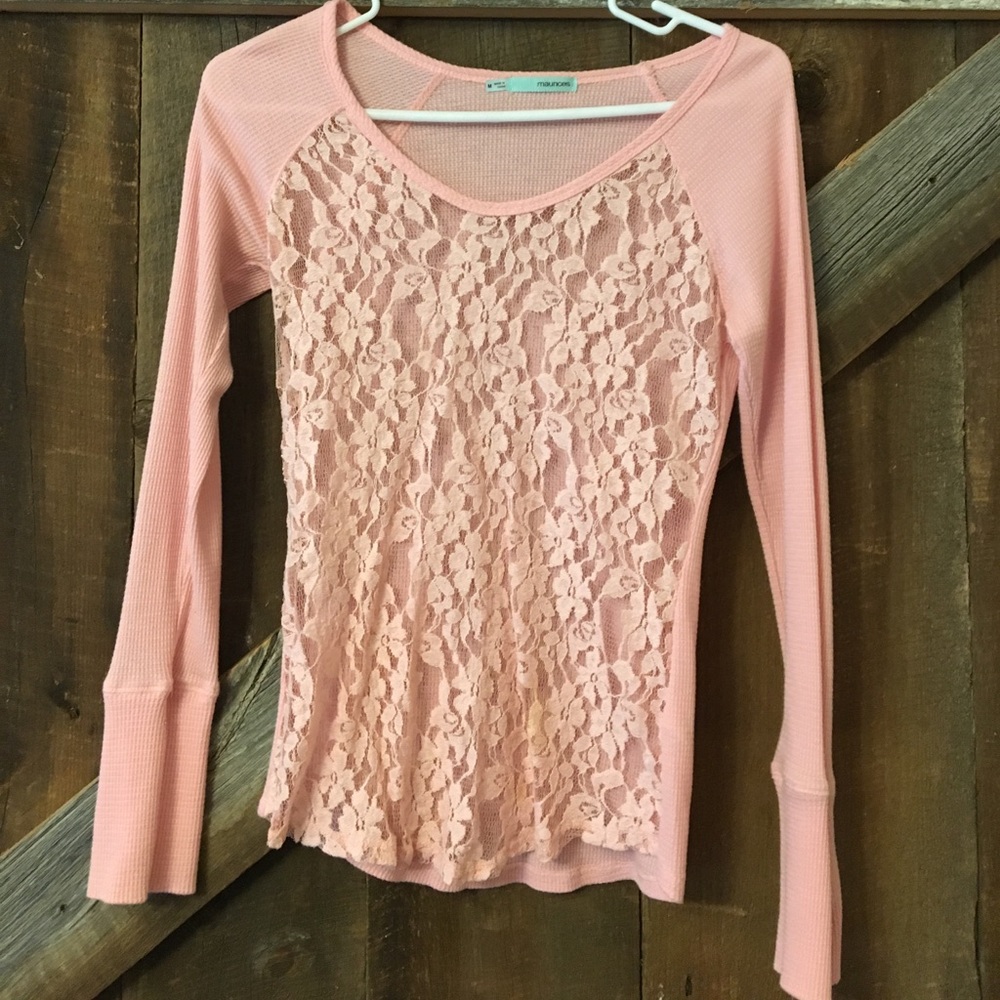Pink lace front top
