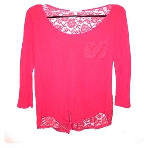 Cute Charlotte Russe lace back half sleeve blouse
